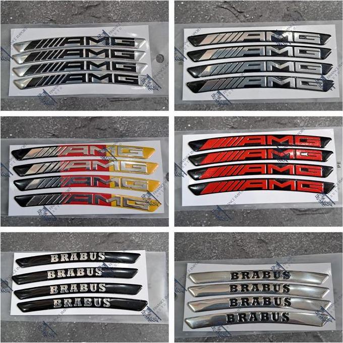 4Pcs Emblem Aluminium Sticker Velg Amg Brabus Mercedes Whell Rim Amg