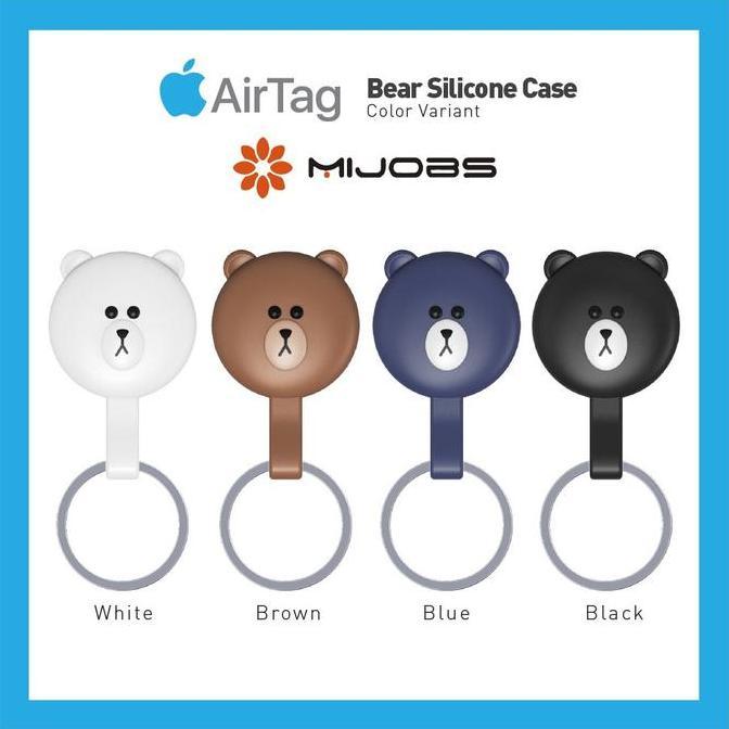 MIJOBS Gantungan Kunci Silicone Bear for Apple AirTag Case Cover / Keyring Holder Airtags Casing