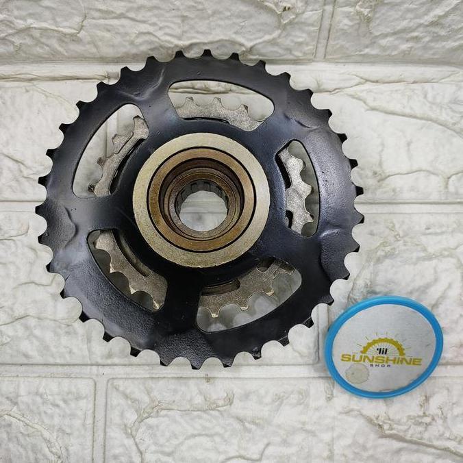 Gir Sprocket Freewheel DRAT Ulir 7 Speed 14-34T ETERNA Megarange Black Brown Sepeda Federal MTB Lipa