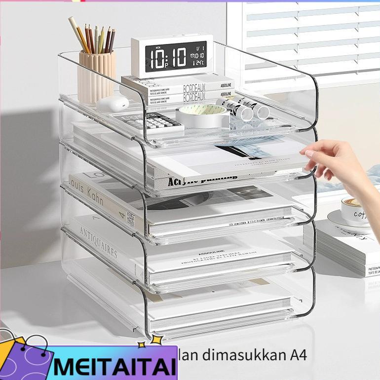 OFFICIAL MEITAITAI Rak Dokumen Transparan File box dokumen Rak buku Desk organizer box File organize