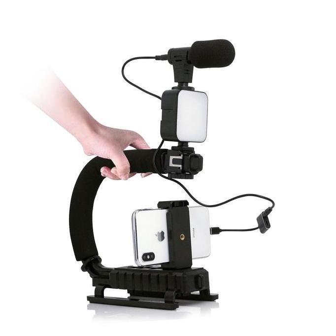 READY Paket Vlog Vlogger Smartphone Live Kamera Stabilizer Mic LED Youtuber