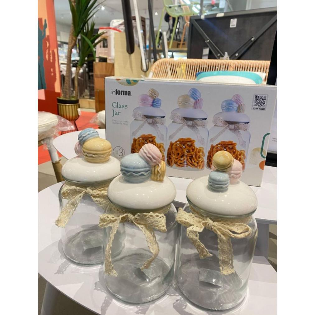 HOT SALE Toples kaca macaroon informa/toples kue lebaran