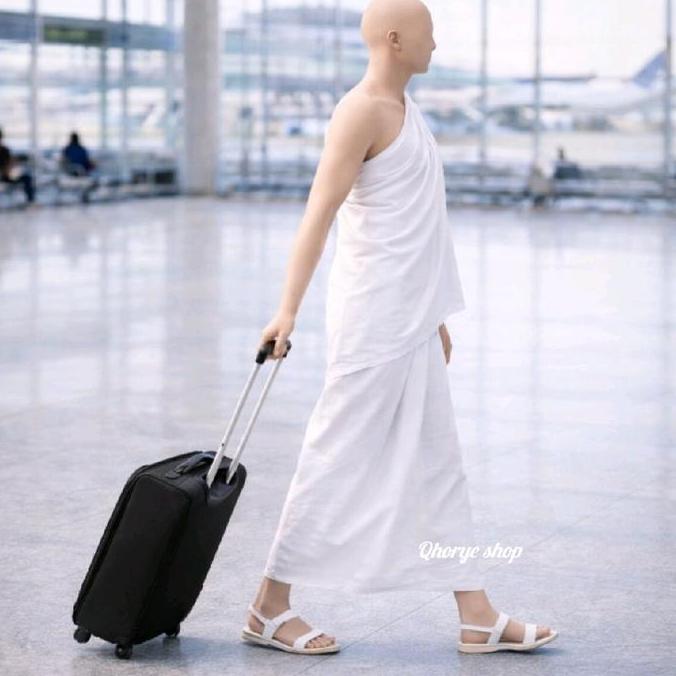 SPESIAL HARI INI - Kain Ihram Pria Dewasa Katun Lembut & Nyaman untuk Umrah dan Haji Jubah Polos Mus