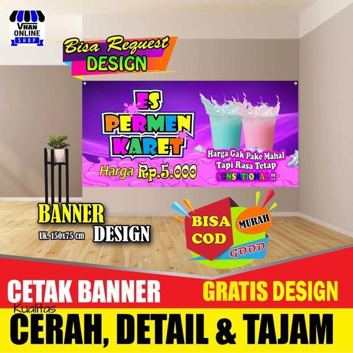 Ready  spanduk banner es permen karet viral keren