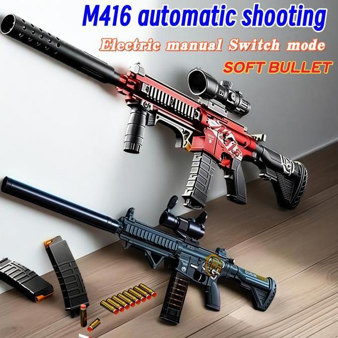 New !!! Senjata Mainan Elektrik M416 dengan Peluru Lunak untuk Anak-anak Senjata Mainan Sniper Serbu