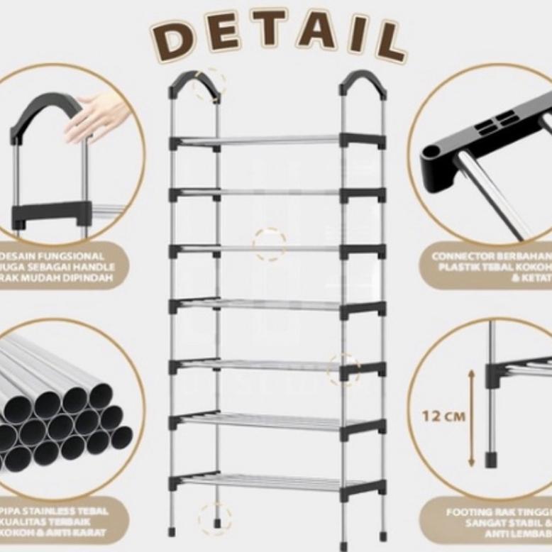 Grosir Rak Sepatu 5 Susun / Rak Sendal 5 Layer Portable Plastik/Besi Multifungsi Tempat Sandal Simpl