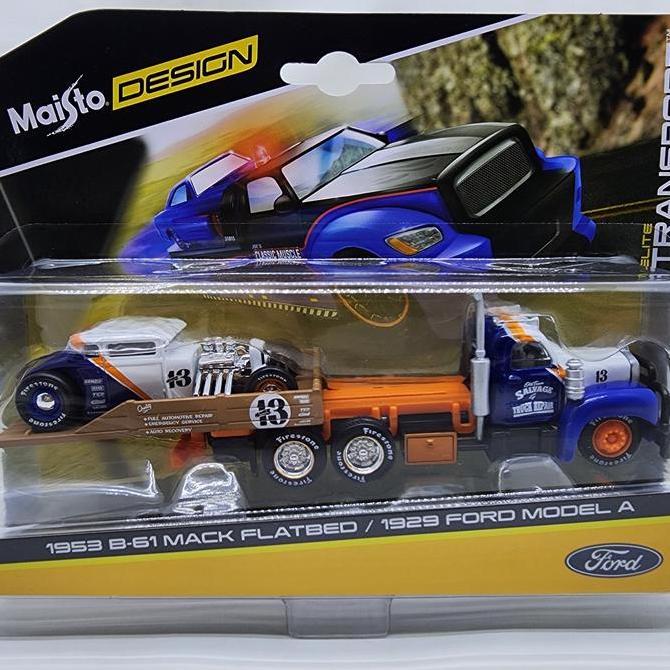 New  Diecast Elite Transport 1953 B-61 Mack Flatbed / 1929 Ford Model A Maisto 1:64