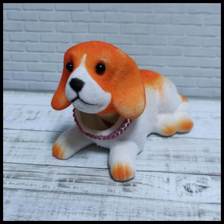 GRATIS ONGKIR BONEKA GOYANG PAJANGAN DASHBOARD MOBIL MOTIF ANJING ORANGE 