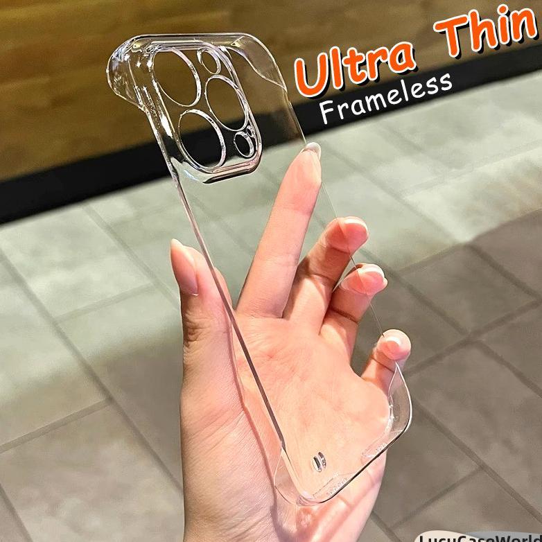 TERBARU Frameless Ultra Thin Bening Casing iPhone 13 15 16 11 XR 12 14 Pro Max Luxury Import Mewah T