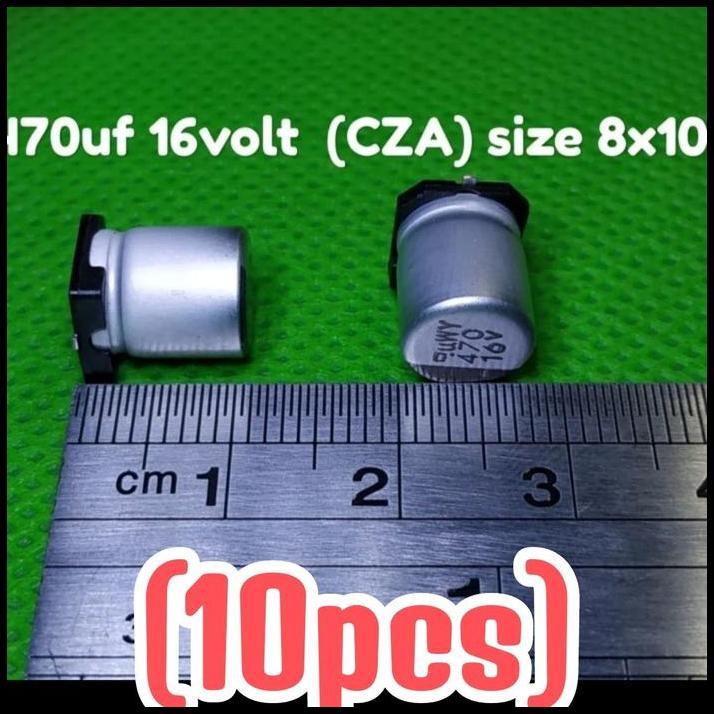 TERLARIS 10PCS SOLID KAPASITOR CAPASITOR ELKO ELCO SMD 16V 16 V 470 UF 470UF 16V 16 VOLT 8X10 ORIGIN