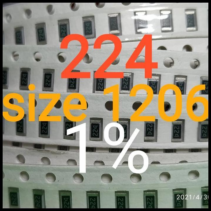 TERLARIS 10PCS CHIP RESISTOR SMD 224 SIZE 1206 220KOHM 220 KOHM JAPAN 
