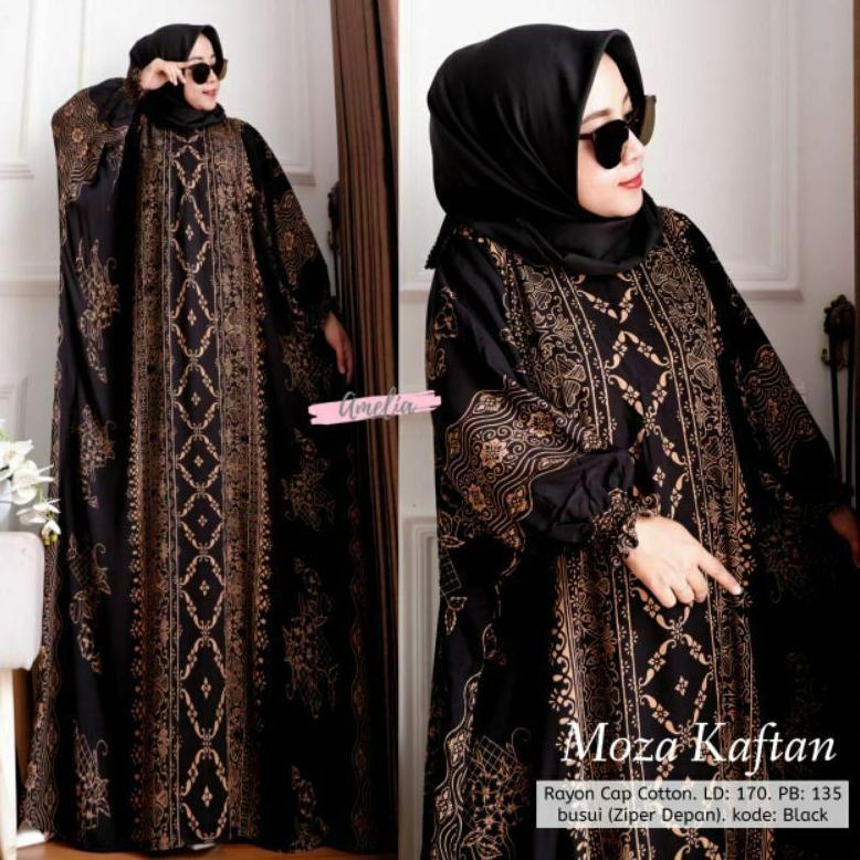 HOT PRODUCT TERBARU MOZA KAFTAN UNIQUE ORI JUMBO BUSUI RESLETING DEPAN RAYON GRADE A BISA COD