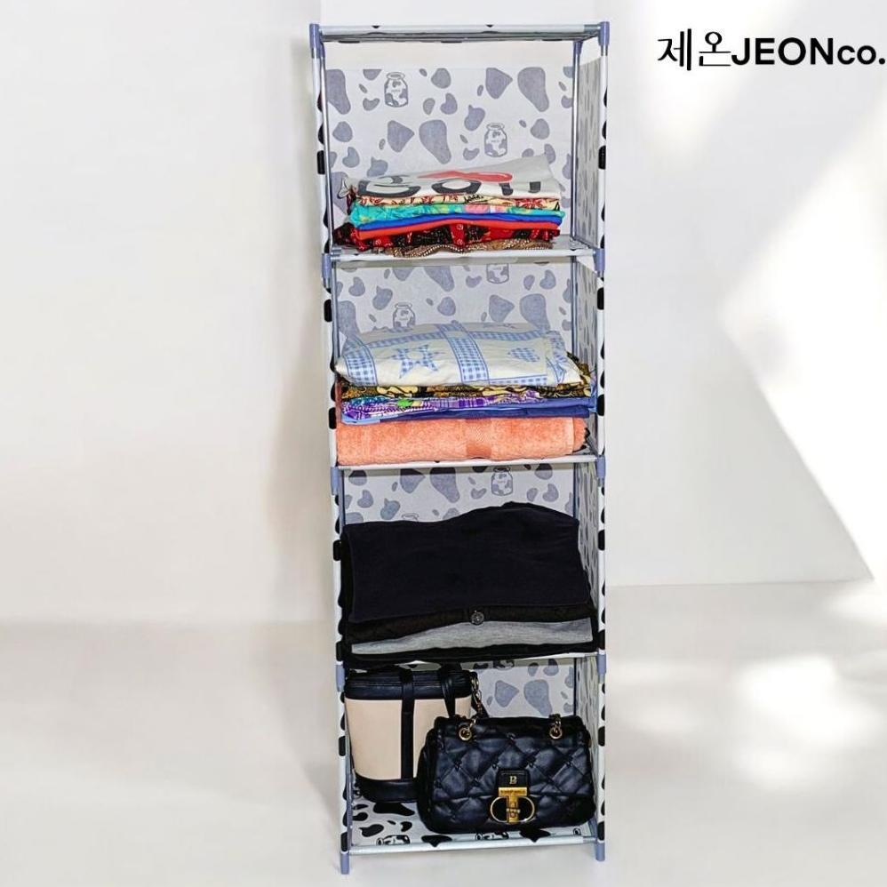 Murah Rak Buku 5 Tingkat 4 Susun Tutup Belakang Lemari Kain Grid Portable Multifungsi Sepatu Baju Ta