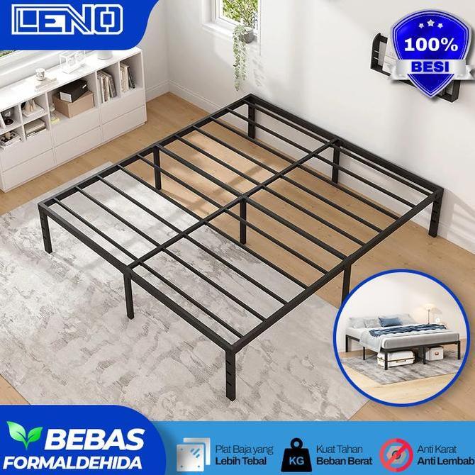 Ranjang Kasur Besi Dipan Kasur 100% Beis Anti Karat | Divan Tempat Tidur Besi Kokoh Hitam Putih
