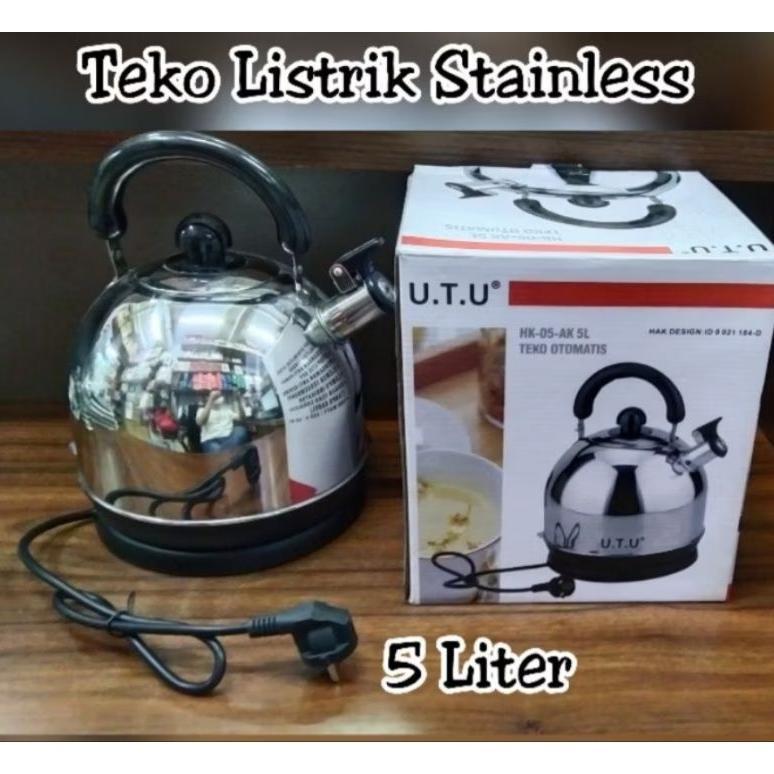 promo terbaru u.t.u teko listrik stainlees steel 5 liter teko listrik utu 5 liter utu elecktric kett