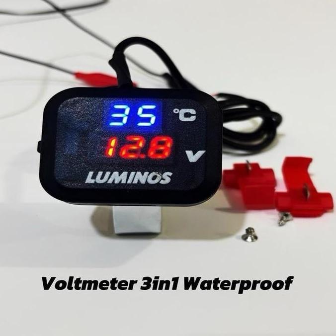 NEW VOLTMETER VM1 3IN1 ( VOLTMETER,SUHU,PORT USB ) DENGAN PORT USB FAST CHARGING ORI