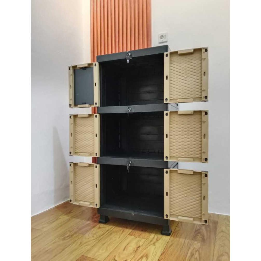 Discount Lemari Pakaian Plastik Mini Susun 3 Tabitha Aquos Gunplas Include Kaca Cermin & Kunci