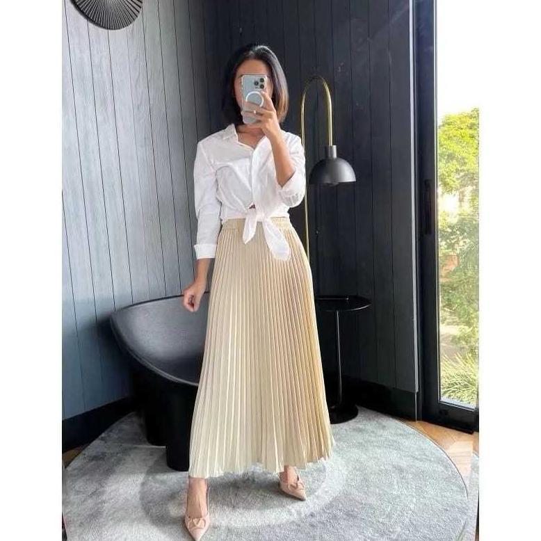 hot rok plisket premium jumbo / rok plisket rempel panjang/rok plisket premium polos panjang/ rok re
