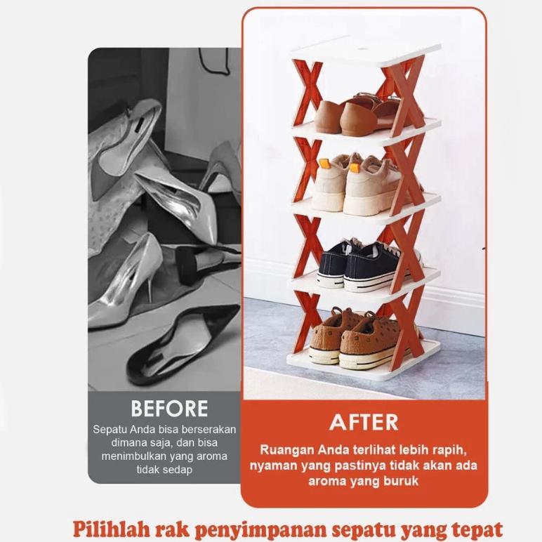 Harga Miring Sepatu Plastik Tempat Sepatu Rak Sepatu Susun Model Silang X 4 Susun 5 Susun 6 Susun