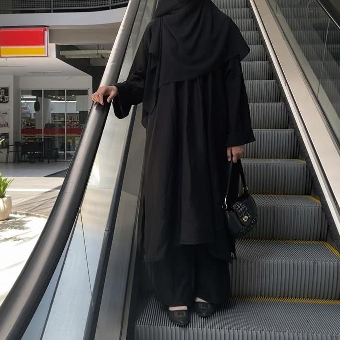 MELBIZY Zaura Abaya | Set Abaya Tunik & Celana | Abaya Batwing