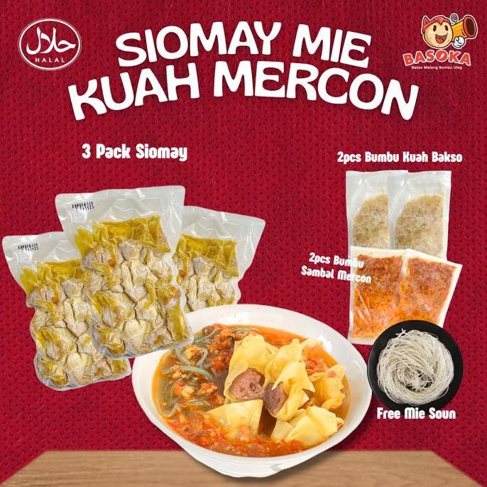 Siomay Bakso Sapi Kuah Mercon Bonus Mie Soun Khas Malang  Frozen Instan
