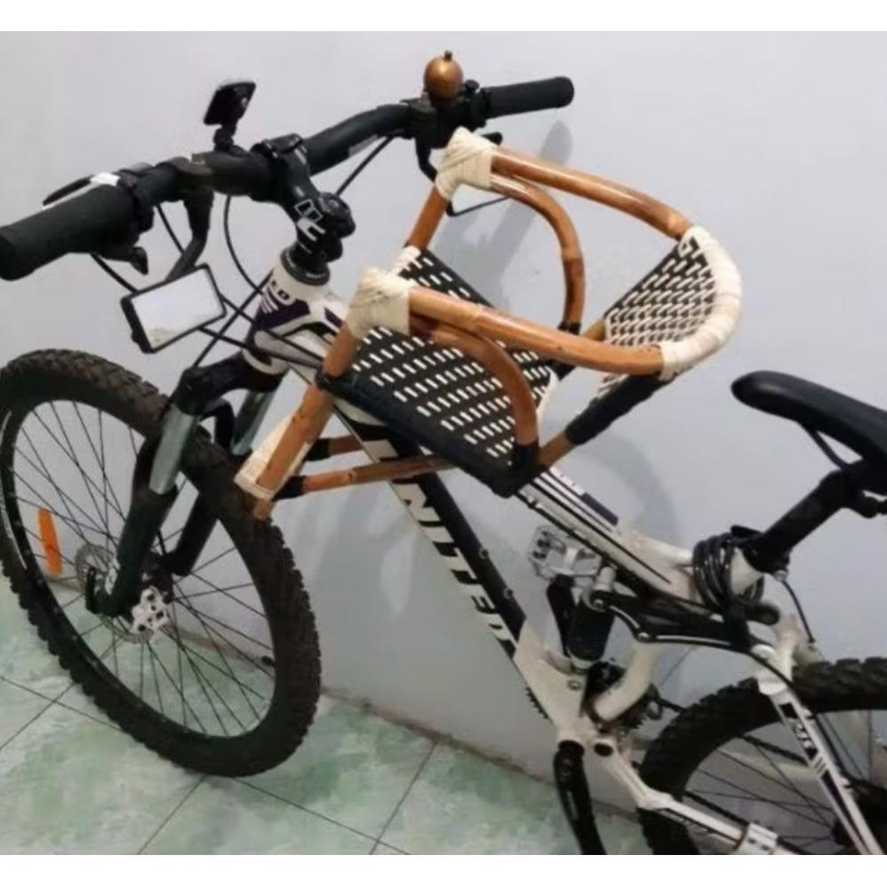 PROMO TERBARU Boncengan sepeda anak rotan/kursi boncengan depan rotan