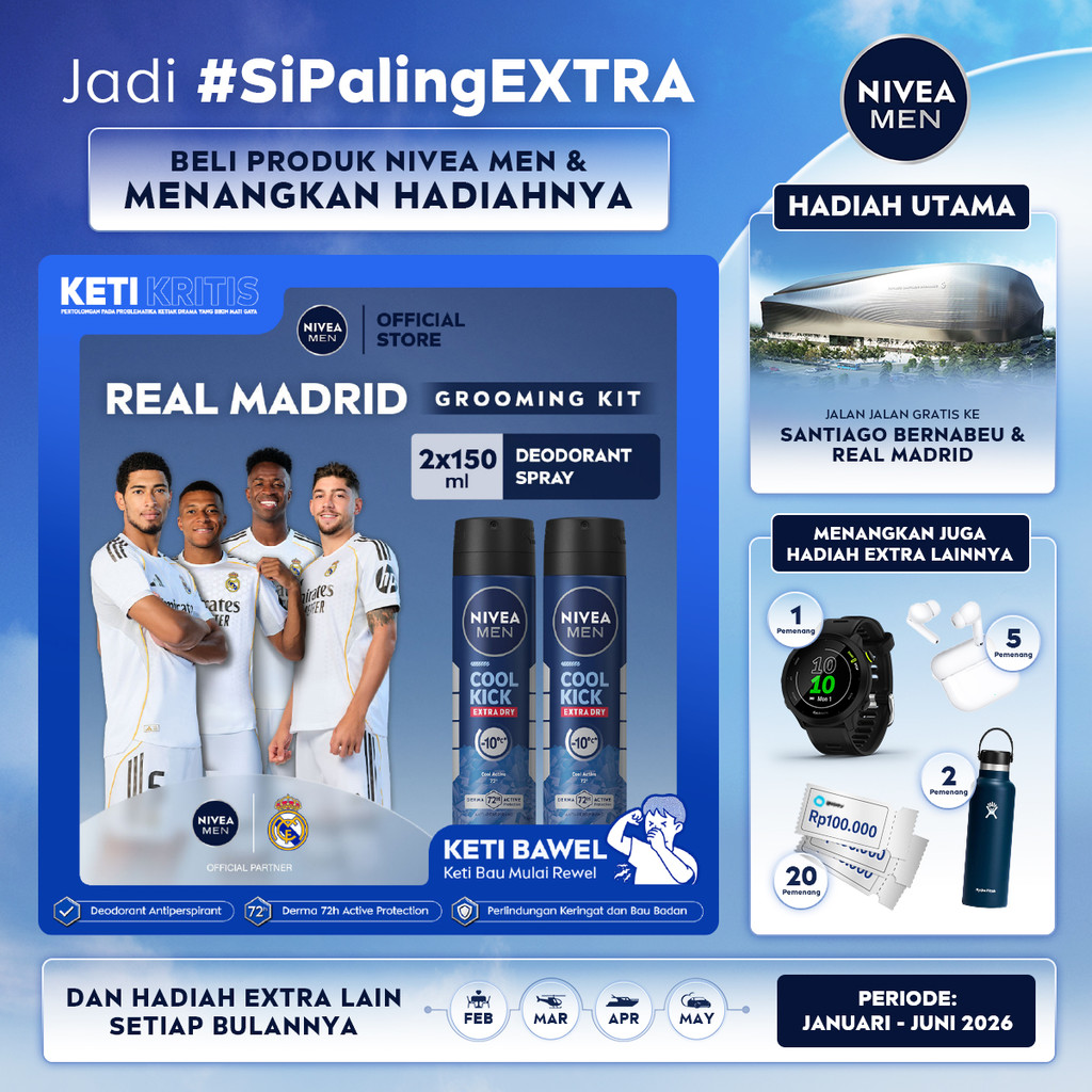 (PAKET HEMAT ISI 2) NIVEA MEN Deodorant Spray Cool Kick 150ml - Deodoran semprot pria perlindungan e