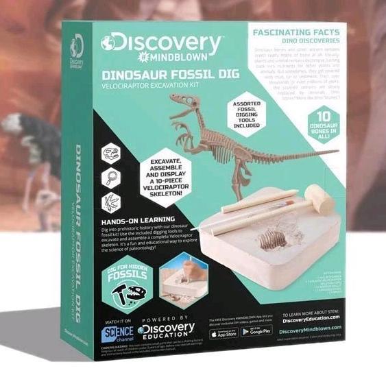 Cuci Gudang !!! Discovery Mindblown Dinosaur Fossil Dig Velociraptor Excavation Kit Skeleton