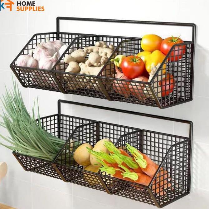 TERLARIS KFRAK KERANJANG DAPUR TEMPEL KERAMIK KUAT KOKOH ANTI KARAT RAK DAPUR TEMPEL DINDING TANPA B