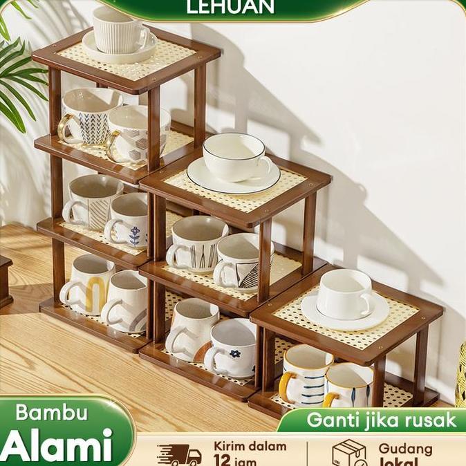TERLARIS LH-RAK CANGKIR RAK DAPUR RAK SUSUN SERBAGUNA RAK MEJA RAK PENGATUR DESKTOP RAK MEJA RAK MEJ