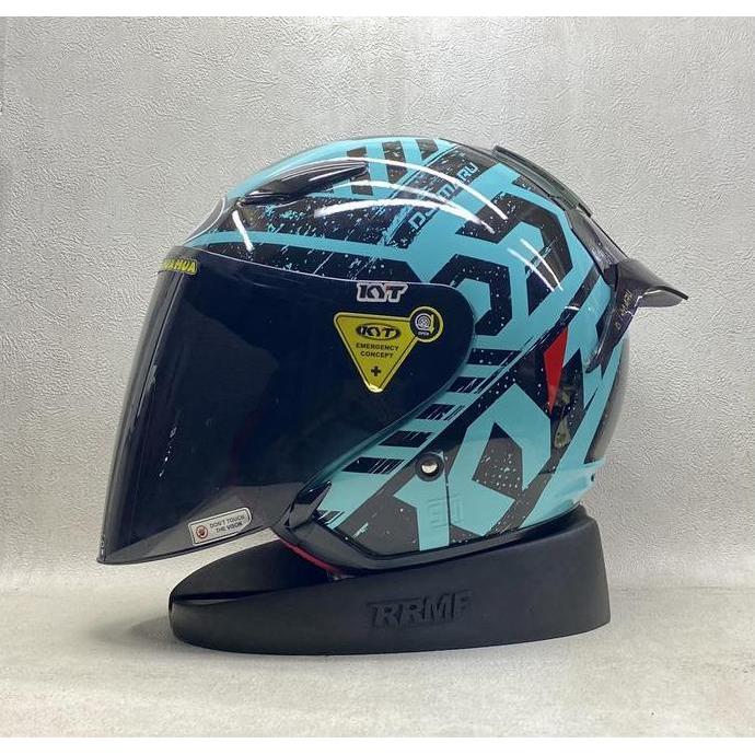 KYT DJ Maru #16 Aqua Blue Visor Iridium - Helm KYT Ori Half Face Single Visor Cowok Cewek Termurah
