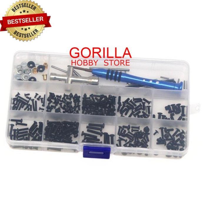 baut mur set lengkap mobil rc WL 144001 kunci roda obeng hex rc car