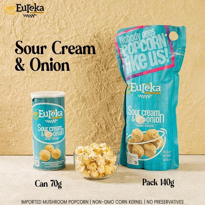 NEW EUREKA POPCORN SOUR CREAM & ONION PACK POUCH 140G | SNACK CEMILAN IMPOR ORI