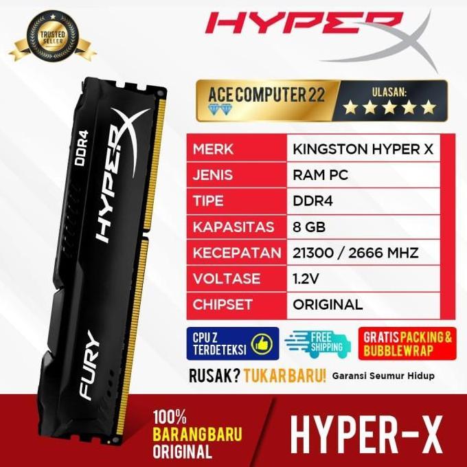 RAM KINGSTON HYPER X GANG DDR4 8GB LONGDIMM