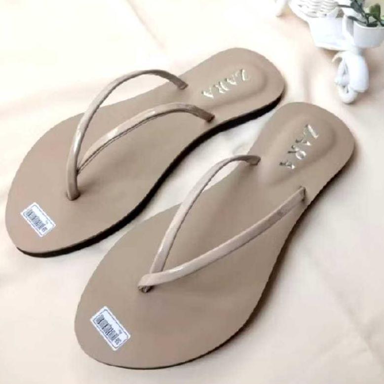 FAST DELIVERY sandal flat wanita kualitas premium zara antislip tali double mutira sandalrend viral