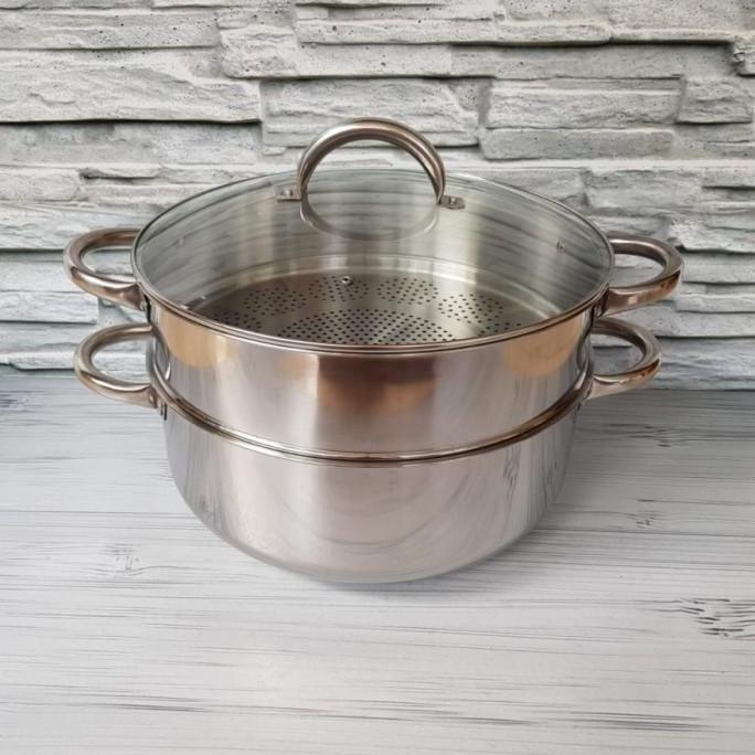 Super steamer 40 cm 2 susun SUPRA stainle / panci kukus 2 susun besar