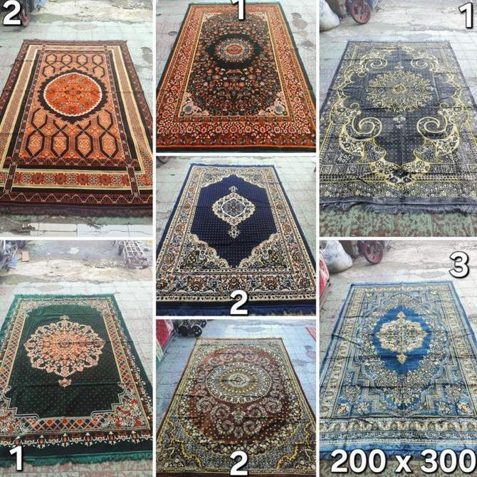 TERLARIS - Ambal Turkey UK 200x300 Rumbai Karpet Bulu Halus Motif Bunga Classic Mewah (Material bela