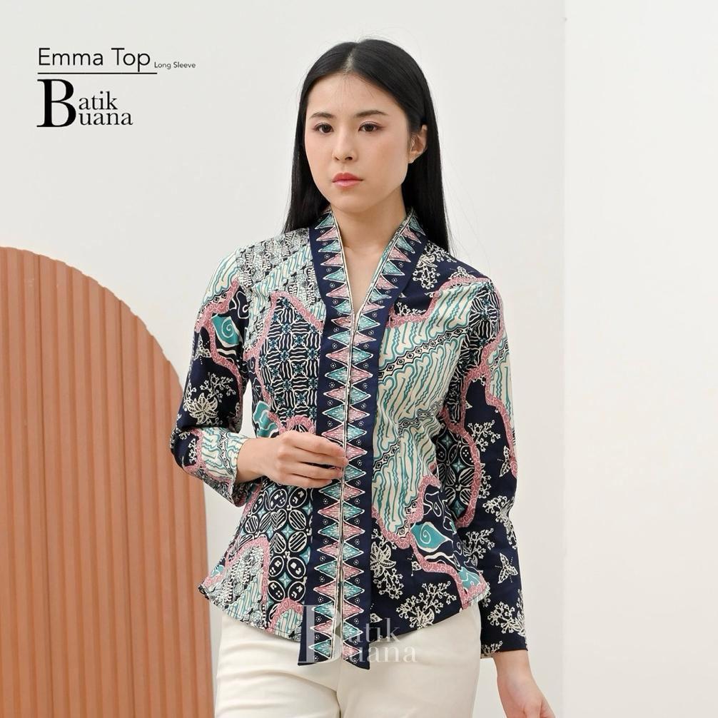 Cuci Gudang Emma Top Long Sleeve - Atasan Batik Wanita Lengan Panjang - Batik Wanita Premium - Batik