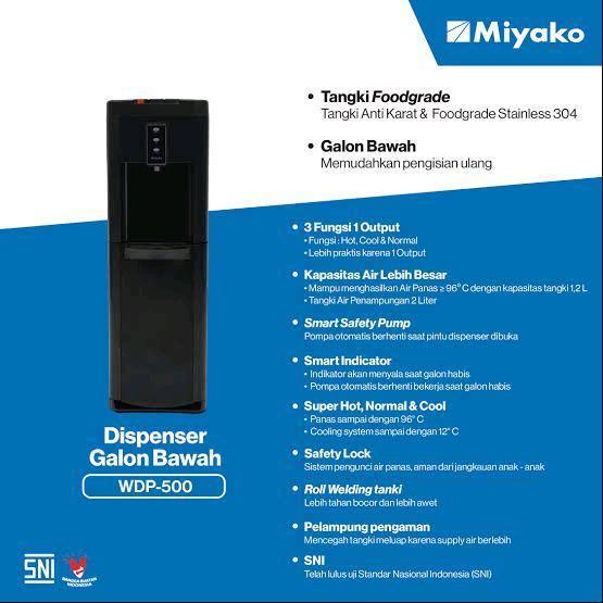 New Smart Water Dispenser MIYAKO Galon Bawah 3 Kran Low Watt (Panas,Normal&Dingin) *Medan*