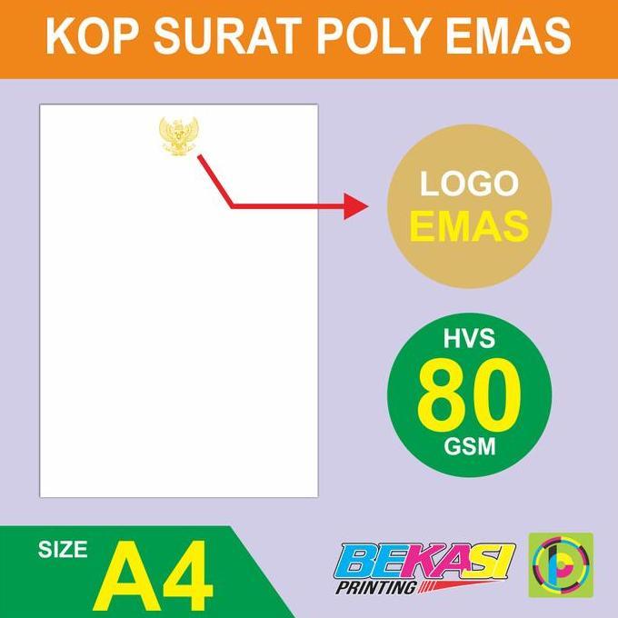 80 GSM Letterhead Foil Cetak Kop Surat HVS Logo Poly Emas