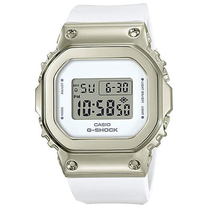 Jam Tangan Wanita Casio G-Shock GM-S5600G-7DR S Series Metal Square Ladies Digital Dial White Resin 