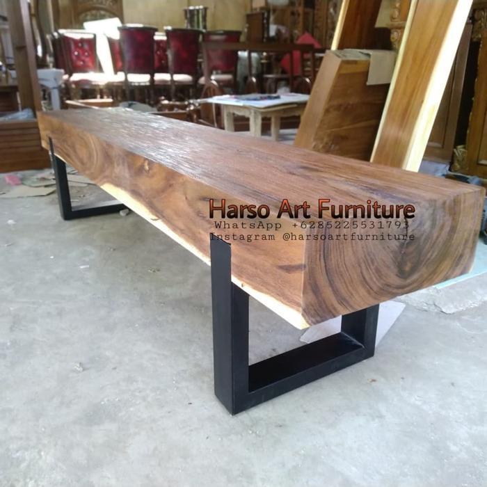 bangku solid balok kayu trembesi rustic