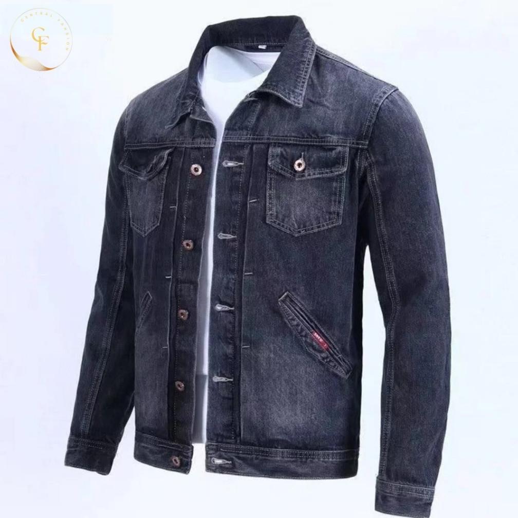 value pack jaket denim pria bahan jeans jacket motor cowok bikers anti angin tebal