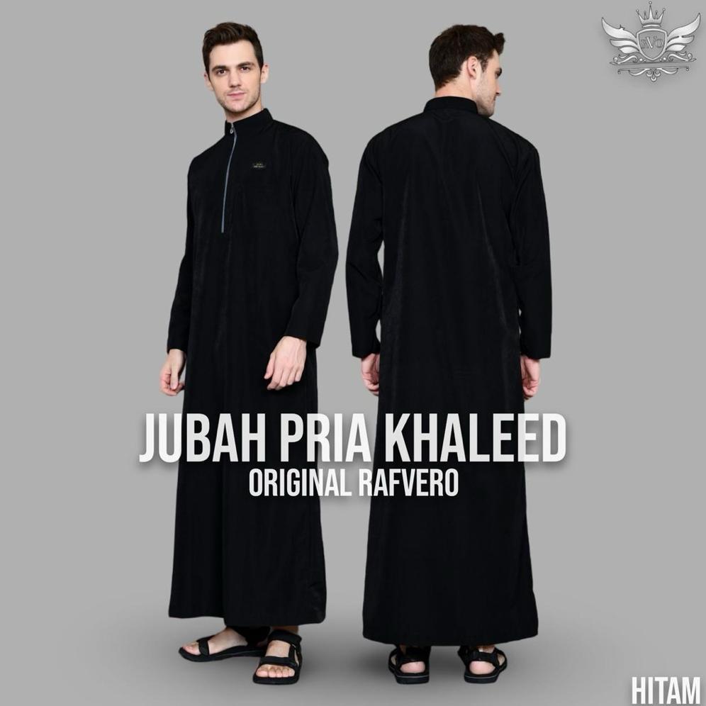 FAVORIT JUBAH KHALEED PRIA - JUBAH KATUN TOYOBO PREMIUM - GAMIS PRIA DEWASA HITAM POLOS- GAMIS PRIA 