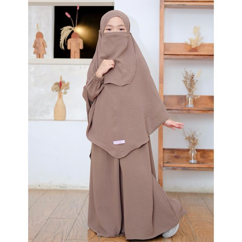Original Salvina Kids Gamis Anak Perempuan French Khimar Free Cadar Usia 2 Sampai 12 Tahun Inara Set