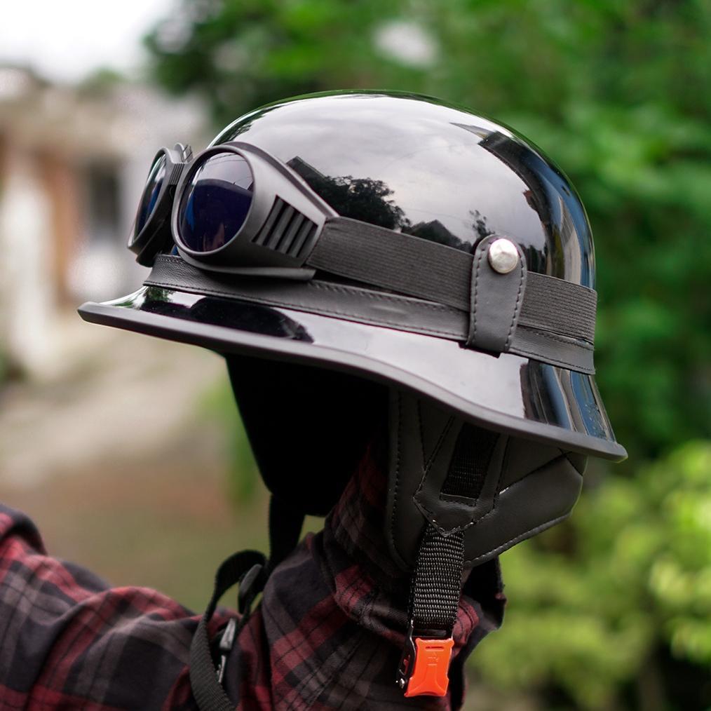 Viral  Helm Retro Millenial  Retro Hitam Glosy Kombinasi Kacamata/Helm Retro Chips Nazi/ Helm Nazi C