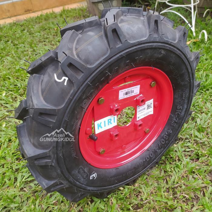 Set Roda Karet Traktor Quick Cakar Baja (Ban Luar, Ban Dalam, Velg)