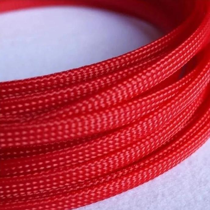 Braided Cable Sleeve - Sleeving Cable Bungkus Kabel - 6mm- Merah