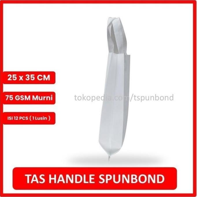 Tas HLS / Tas Handle Spunbond ukuran 25x35 Lusinan - Warna Putih