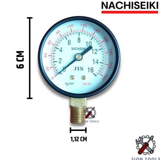 NACHISEIKI PRESSURE GAUGE 16 BAR / MANOMETER / PENGUKUR TEKANAN UDARA
